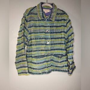 Anü by Natural Rainbow Green Rainbow Muppet Carpet Blazer with Heart Buttons‎